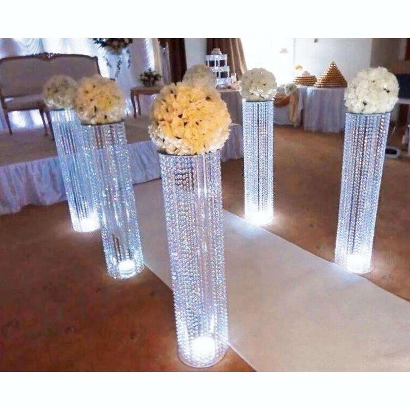Wedding Venue Decoration Props Road Lead European-style Acrylic Bead Curtain Flower Stand Table Flower Vase