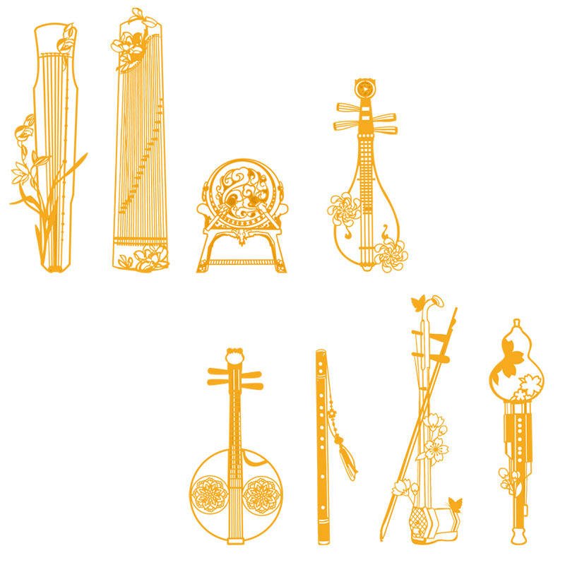 Chinese Ethnic Musical Instruments Ancient & Modern Style Metal Bookmarks-Eco-friendly Customizable Creative Souvenirs