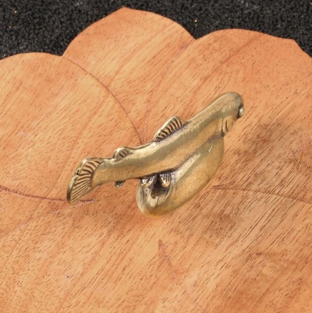 Antique Brass Hidden Stone Fish Statue Simulation Fish Toy Creative Solid Brass Crafts Collection