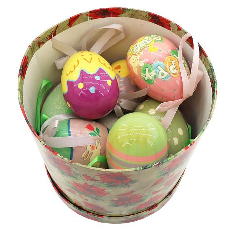 Table Top Ornaments 80mm Polyfoam Egg Wrap With Color Paper 12pcs in Roundt Shape Color Box Easter Eggs for Easter Decorations