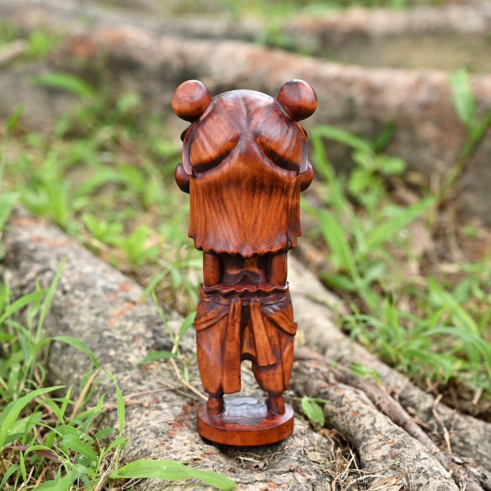 Nezha Wood Sculpture, Oriental Mythology Carved Figure for Art Collectors & Creative Home Décor