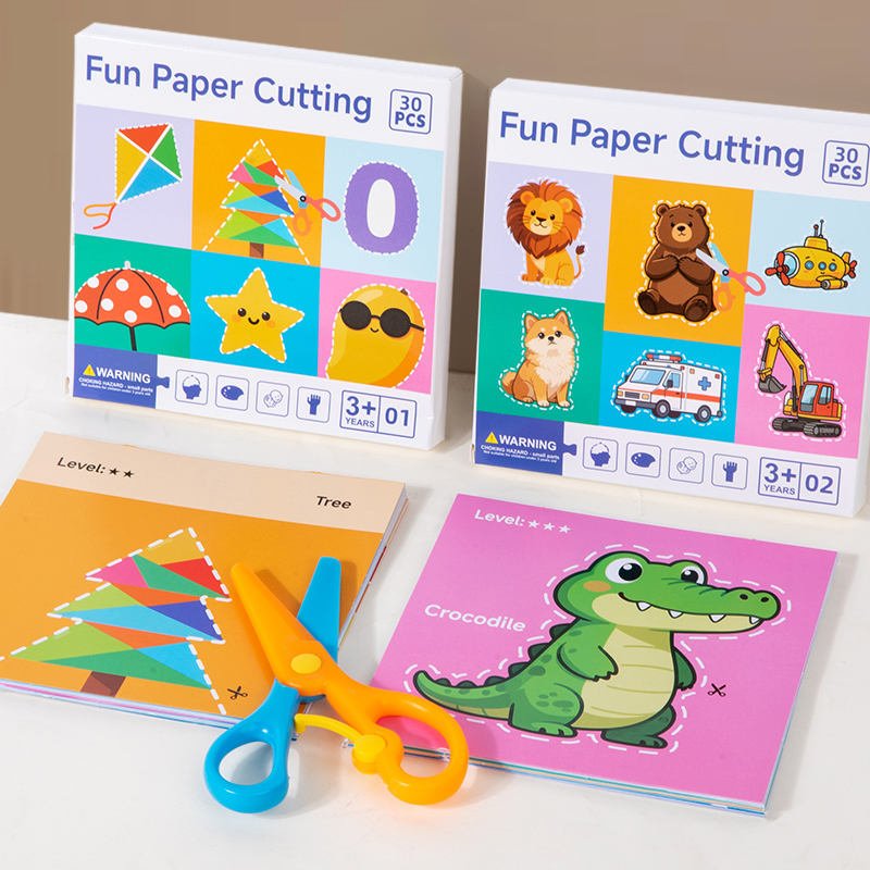 Fun Baby Puzzle Origami Folded Paper Cut DIY Children Handmade Paper Crafts Set Educational Toys for 5-7 Years