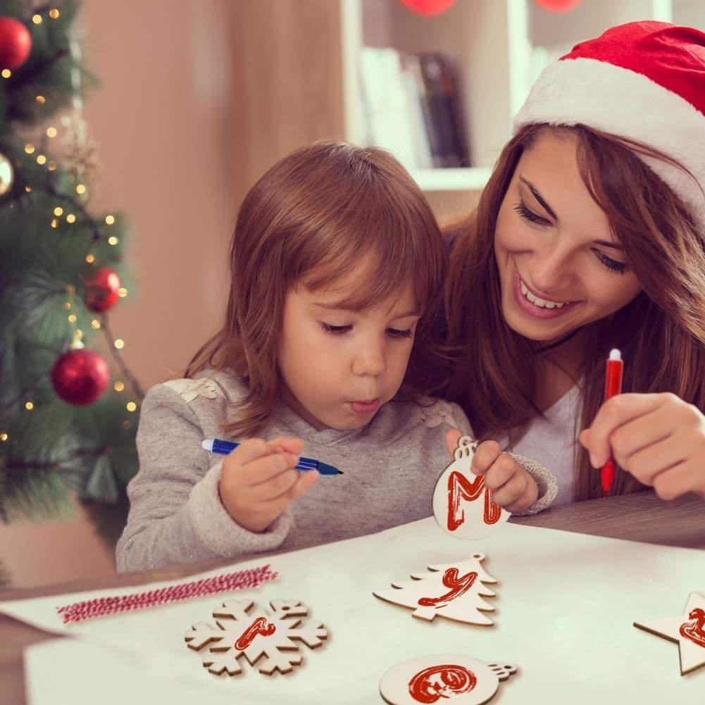 TaiLai Christmas Handmade Ornaments Craft Kits Unfinished DIY Wooden Holiday Hanging Decorations Home Accessories Unique Gift