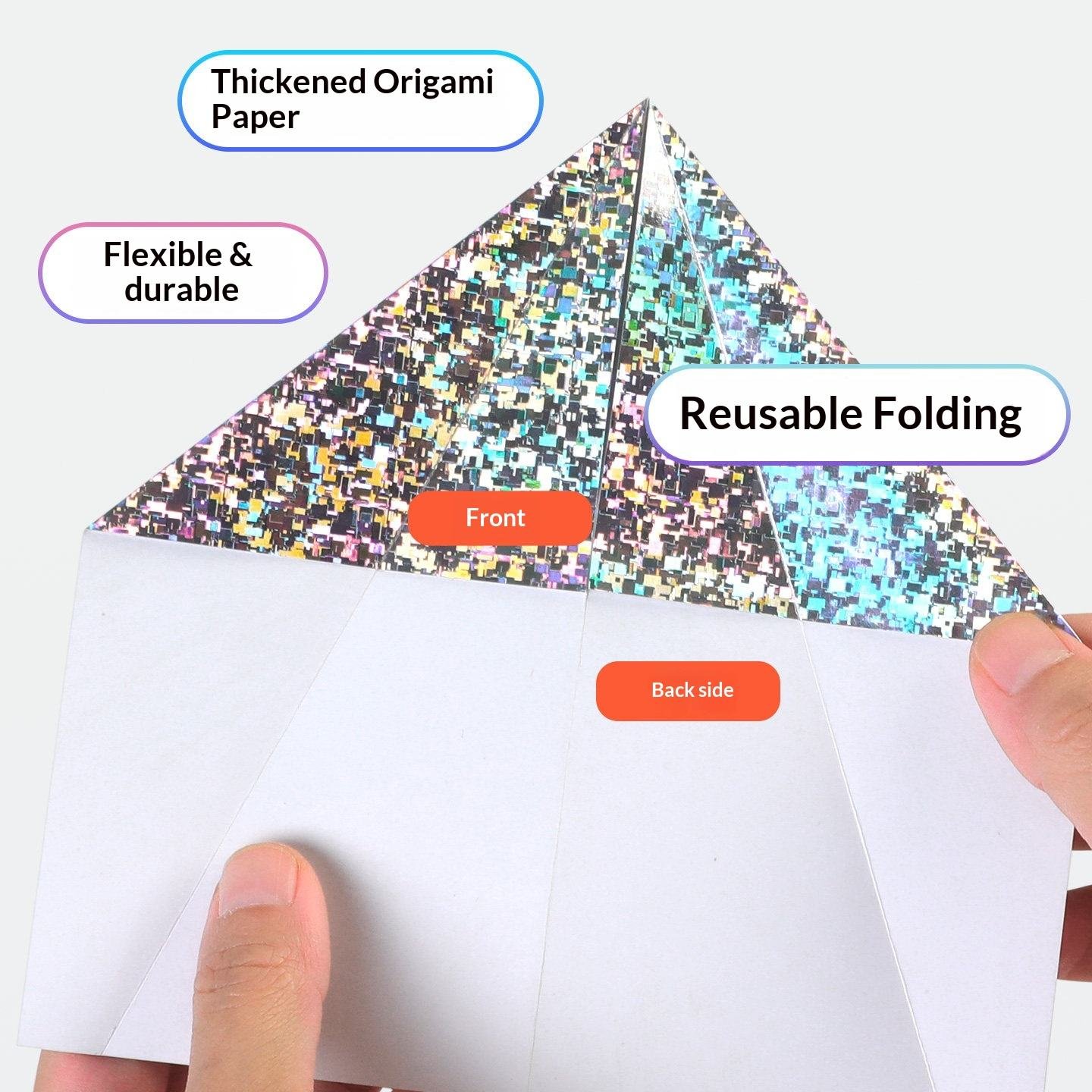Square 15 cm Colorful Laser Paper 10 Kinds Laser Patterns Handmade Origami Glittering Shiny Silver Paper Basic Packaging