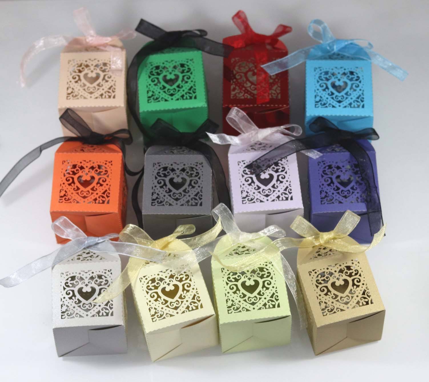 Wholesale Custom Gift Paper Laser Cutting Hollow Craft Packaging Candy Folding Box Paper, Wedding Celebration Baptism