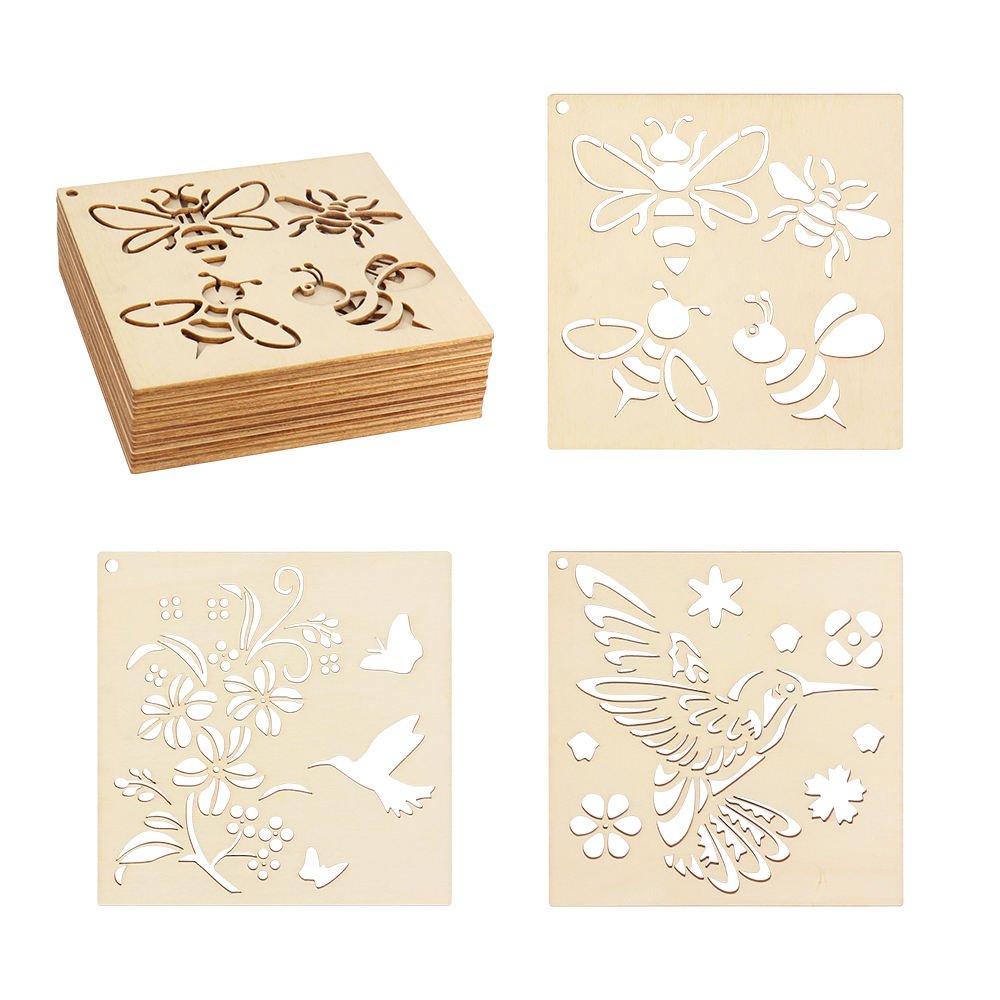 Tailai 6-Inch Wooden Tracing Board & Drawing Stencils for Kids - Bee/Butterfly Art Templates for DIY Crafts School Art Projects