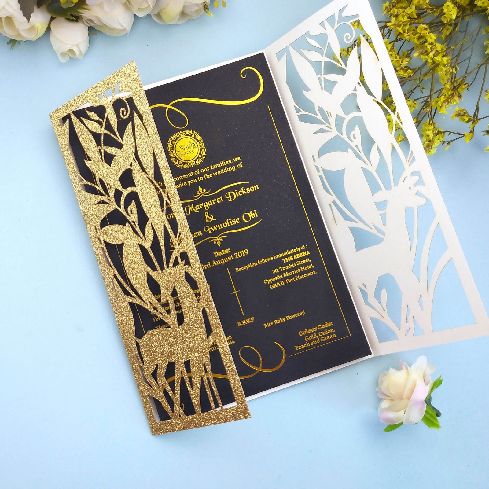 Luxury Elegant Custom Laser Cut Bridal Shower Wedding Invitation Envelope Card