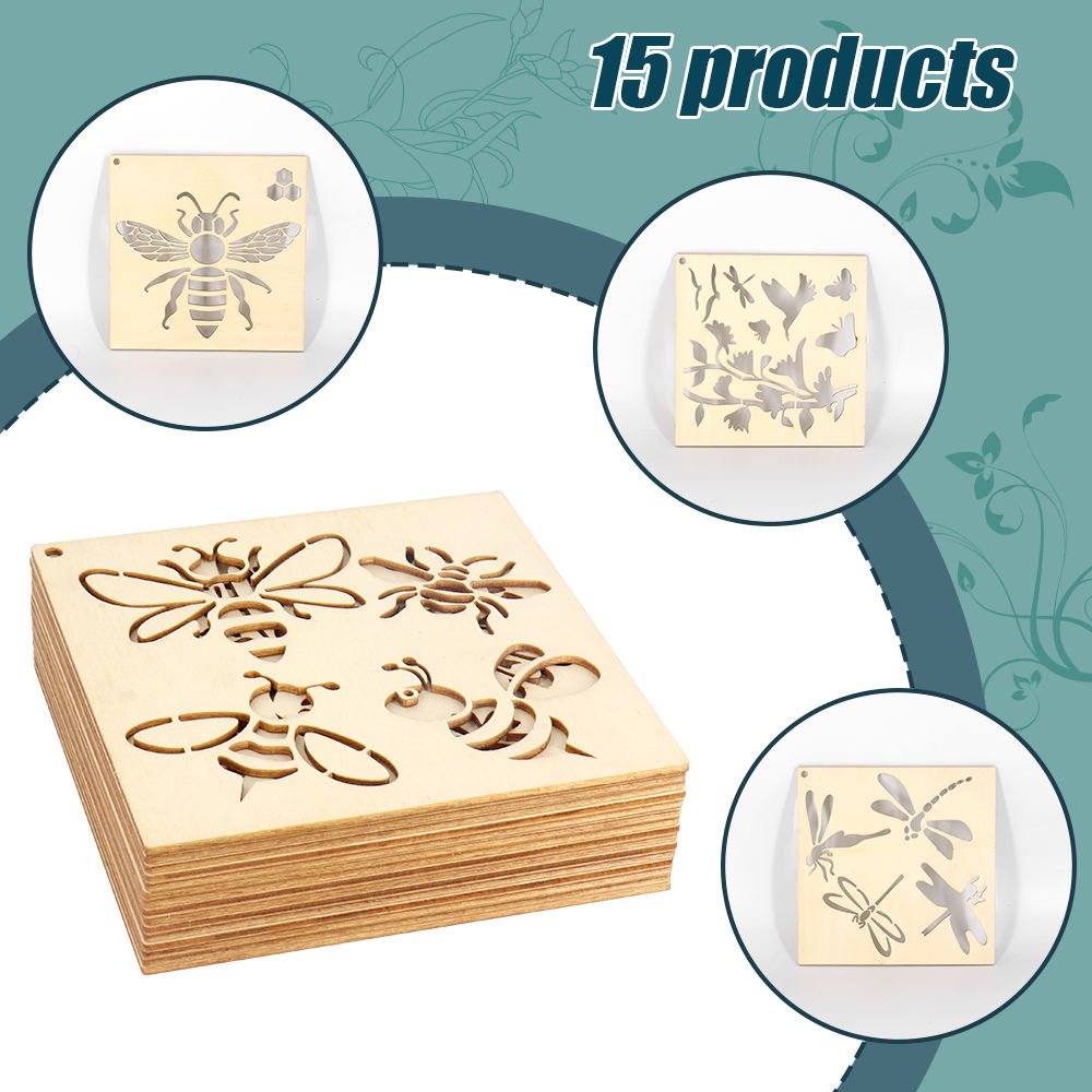 Tailai 6-Inch Wooden Tracing Board & Drawing Stencils for Kids - Bee/Butterfly Art Templates for DIY Crafts School Art Projects