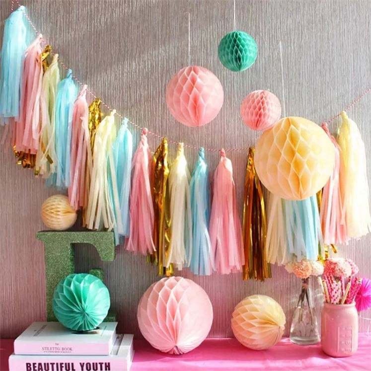 Wedding Party Decoration Strips Tissue Paper Tassel Custom Craft Multi-color Paper Garlands