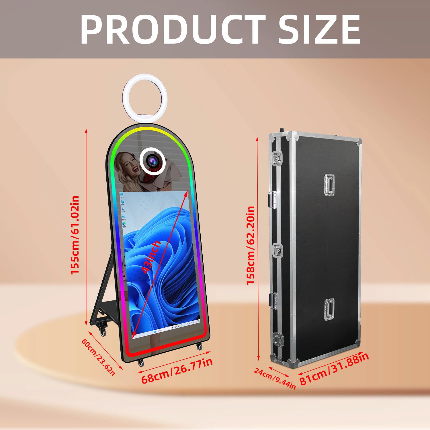 Selfie Arch Magic Mirror Photo Booth With 43 Inch Touch Screen Camera and Printer Digital Self Photobooth Machine for Party