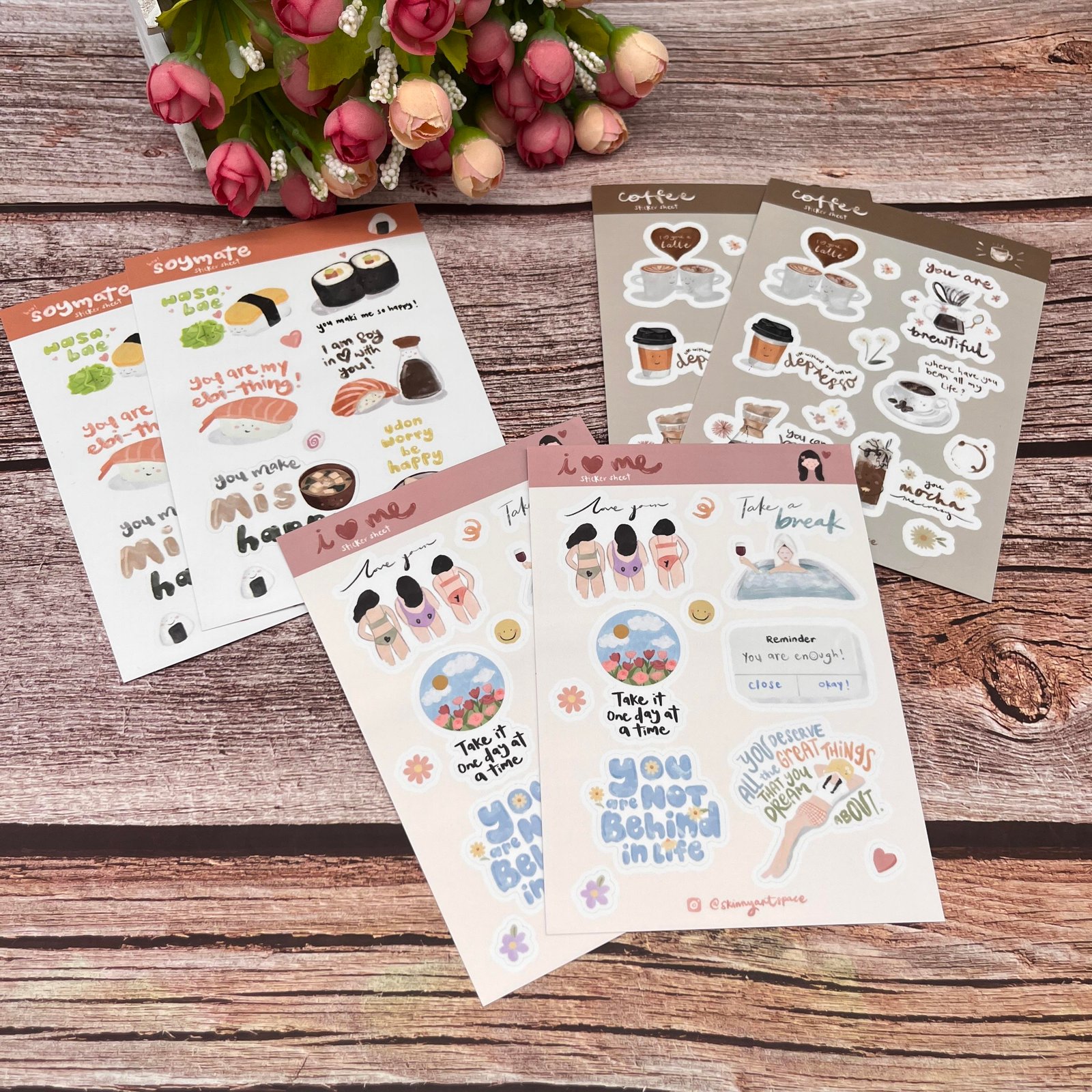 Waterproof Custom Logo Sticker Sheets Cartoon Design Decorative Kiss Cut Vinyl Sticker Sheets Self Adhesive Sticker Sheet