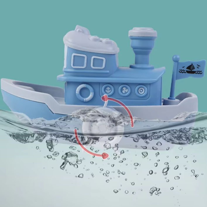 Promotional Toys Children Gift Swimming Bath Cute Wind Clockwork Ship DIY Assemble Plastic Water Play Surprise Spring Boats