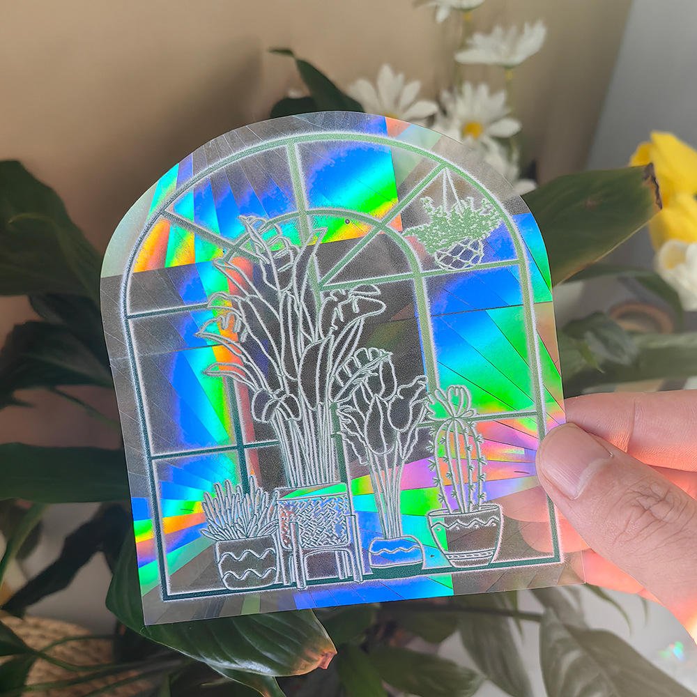 Rainbow Sun Catcher PVC Self Adhesive Circle Window Stickers UV Printing Waterproof Eco-friendly Custom Size Home Decor