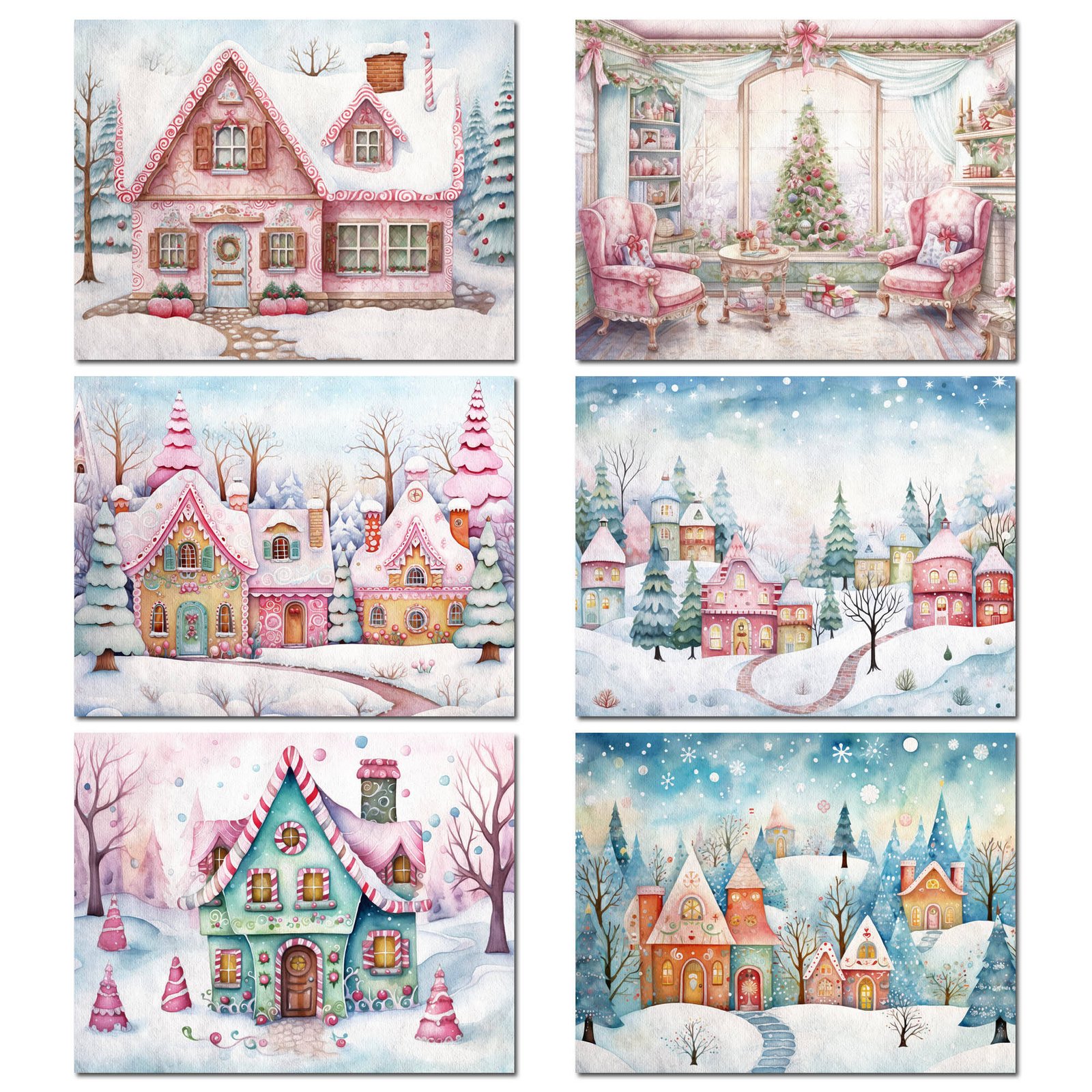 JAI IMAN 12 A5 Papers and 42stickers Pink Christmas DIY Scrapbook Background Paperpad for Crafts Junk Journals