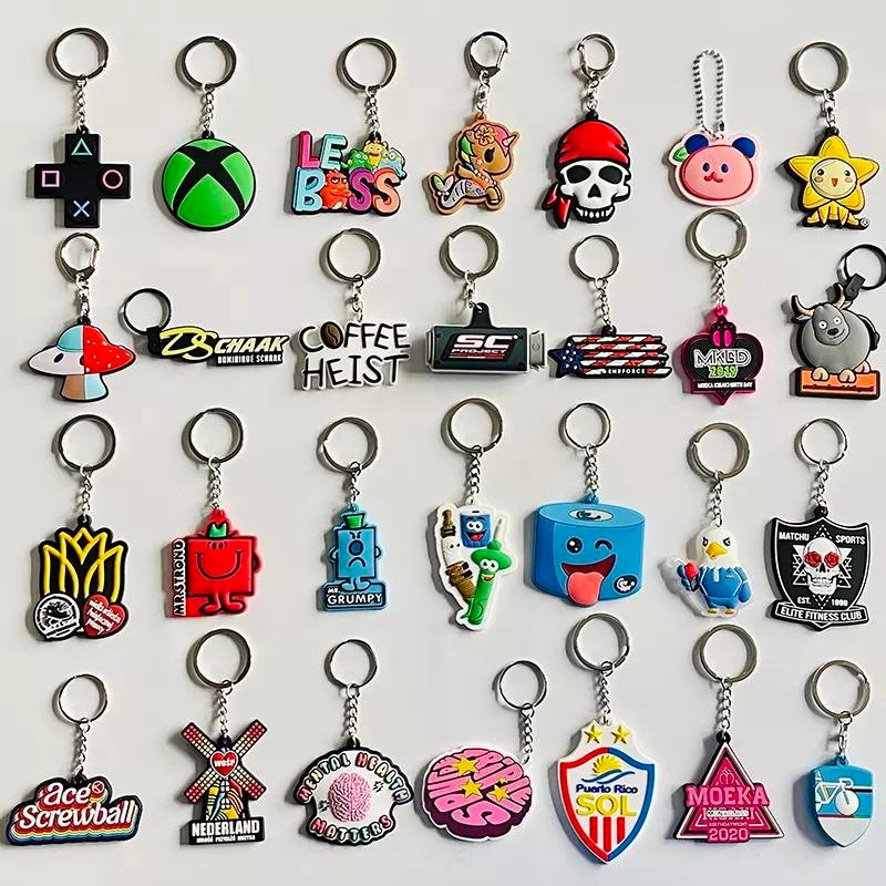 Custom Logo Promotional Soft PVC Rubber Key Ring Key Chain Keychain, Silicone Keyring, Plastic Key Chains