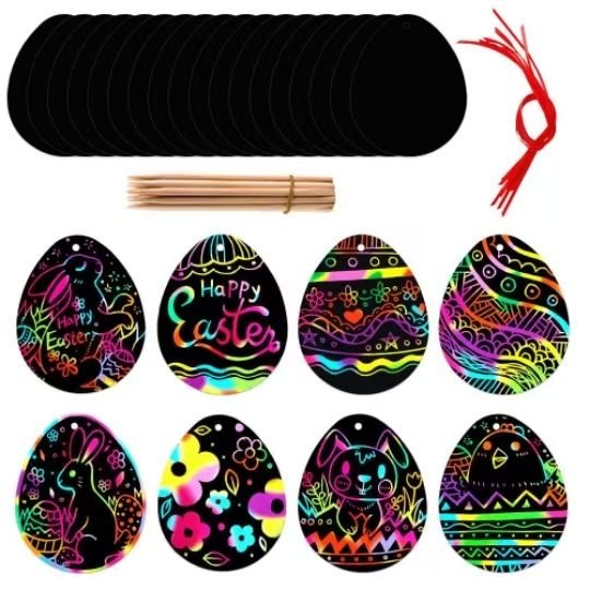 DIY Craft Children's Art Scratch Paper Black Cutting Customized Pattern Diverse Shapes for Easter Rabbits