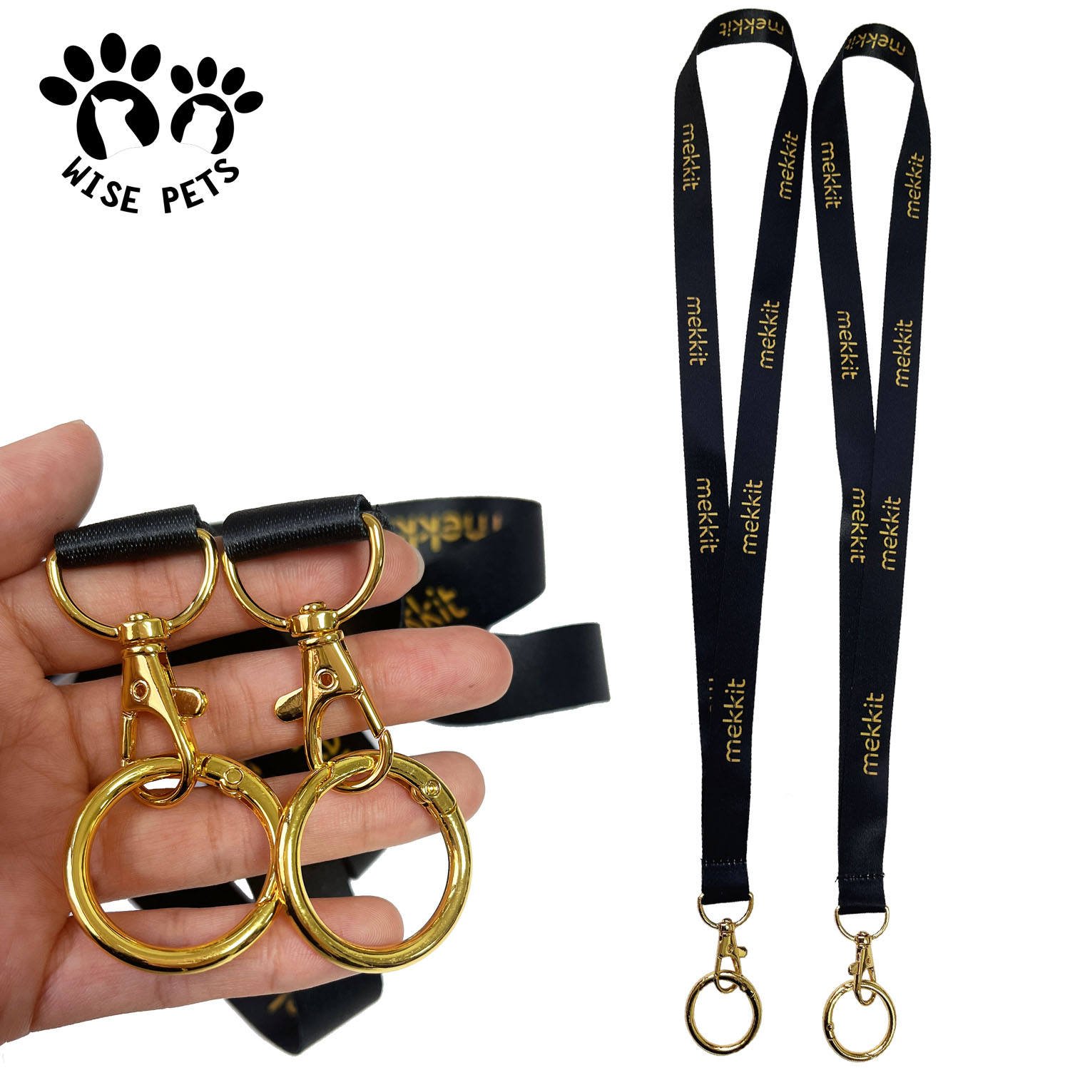 ECO-friendly Material Sublimation Printed Lanyard Polyester Neck Strap Id Card Holder Lanyard with Gold Locking Key Ring
