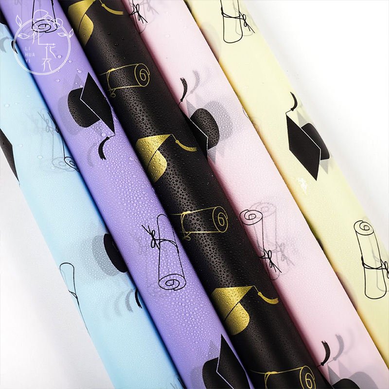 2025 New Design Metallized Paper Single Side Waterproof Flower Wrapping 56*56cm 50Micro Graduation Season Gift Craft Supplies