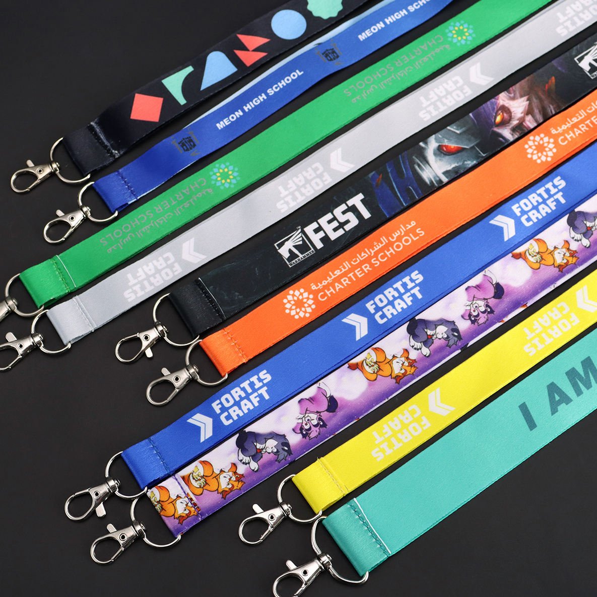 Multi Color Retractable Tool Lanyard Safety Environment Friendly Dye Sublimation Polyester Neck Strap Lanyard for Key Chains