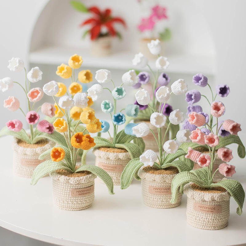 Boutique Hand-Knitted Wool Simulation Roses Sunflower Lily Desktop Cross-Border Ornaments Other Crafts