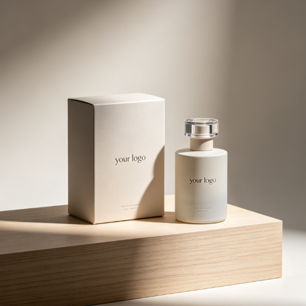 Elegant Fragrance Bottle and Paper Gift Box Set for Perfume Packaging Holiday Gift Programs and Cosmetic Product Launches