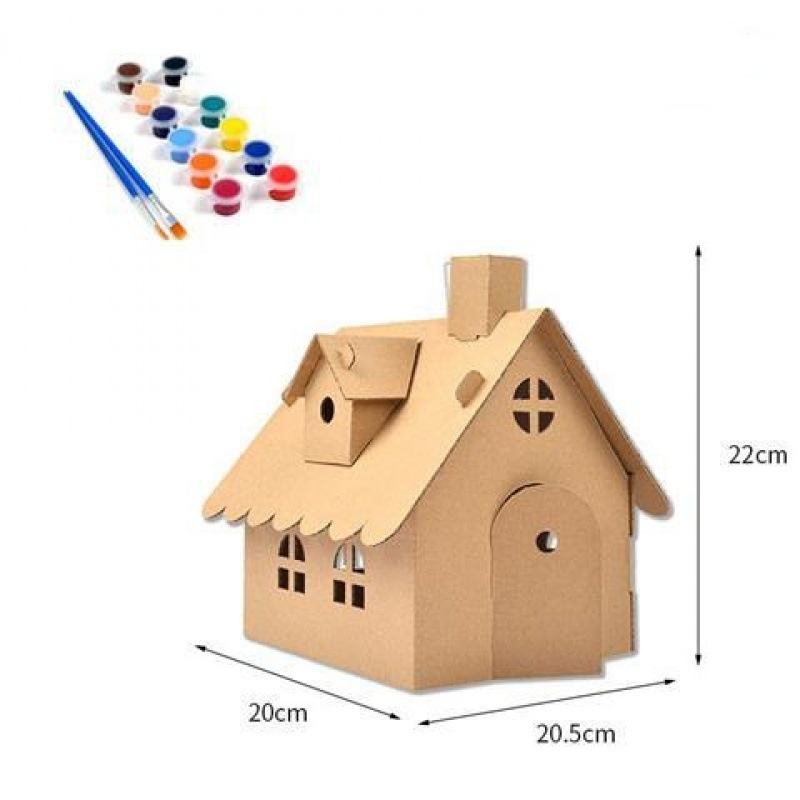 Customized DIY Assembly Paper Craft Small House Decorations Children Drawing Handmade Paper Craft Toys
