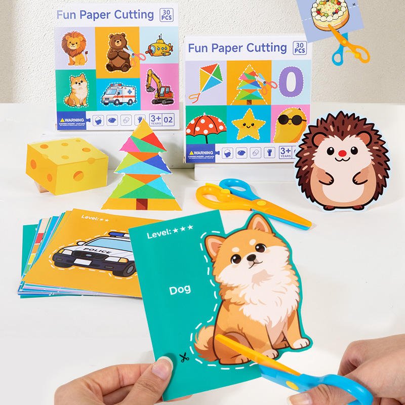 Fun Baby Puzzle Origami Folded Paper Cut DIY Children Handmade Paper Crafts Set Educational Toys for 5-7 Years