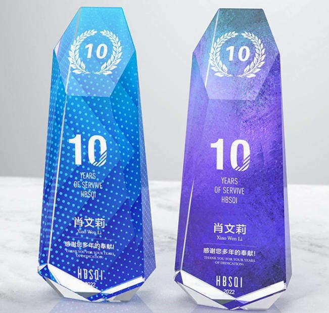 Customisable Crystal Glass Award Coloured Printing Trophy Souvenir Gift Other Crystal Crafts Product Category