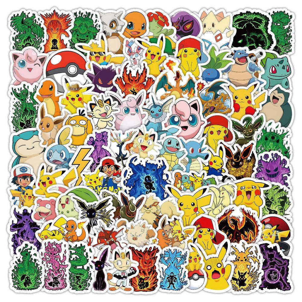 50pcs Boy Pokemo Cartoon Stickers Waterproof Decorative Decals for Teen's Laptop Skateboard Cellphone Luggage Guitar