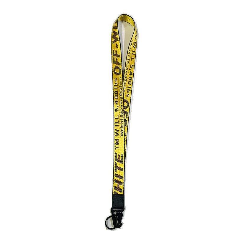Hot Sale White Woven Durable Casual Keychain Lanyard Popular Polyester Fabric Letterpress Printed Promotional Off-keys Made