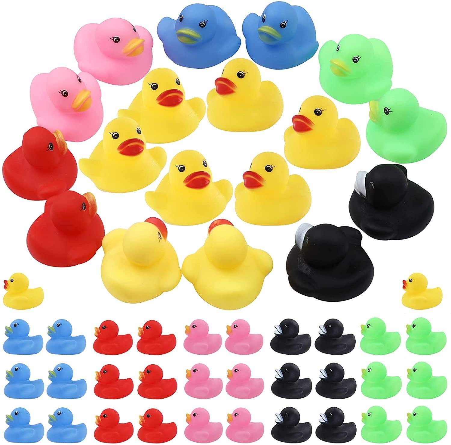 Wholesale Custom Logo 2-Inch Mini Bathtub Toys Assorted Design Yellow Duck Retail Promotional Squeaky Plastic Rubber Duck Babies