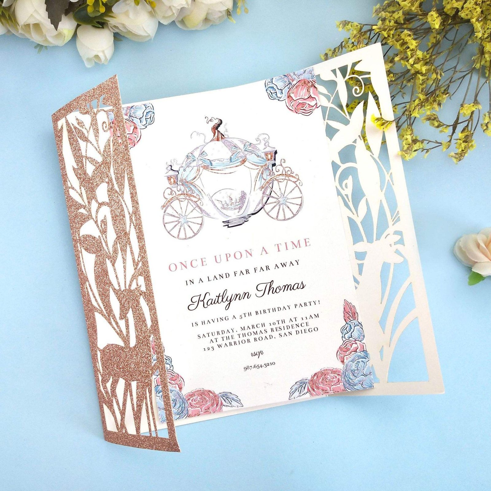 Luxury Elegant Custom Laser Cut Bridal Shower Wedding Invitation Envelope Card