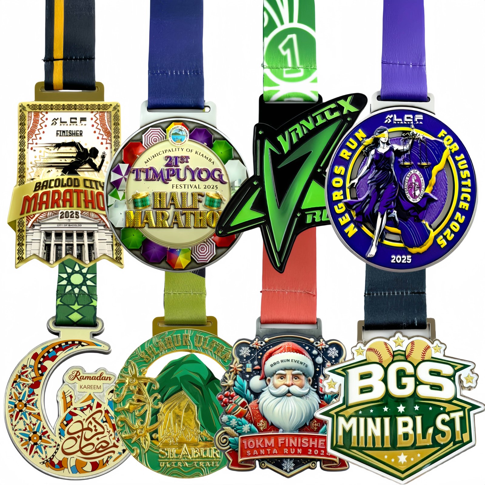Manufacturer Custom 3D Gold Silver Bronze Zinc Alloy Metal Medal Sport Medal Custom Marathon Running Medal