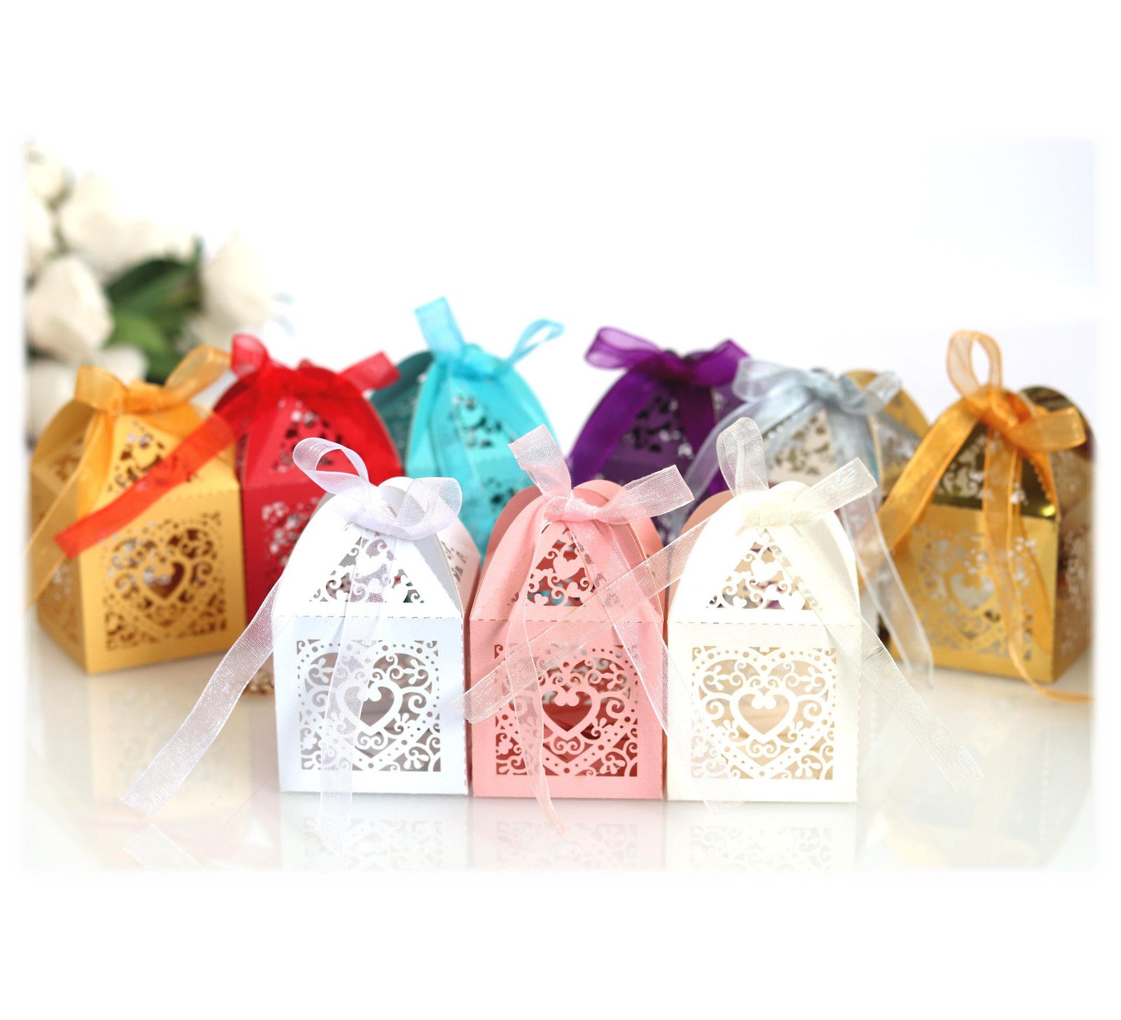 Wholesale Custom Gift Paper Laser Cutting Hollow Craft Packaging Candy Folding Box Paper, Wedding Celebration Baptism
