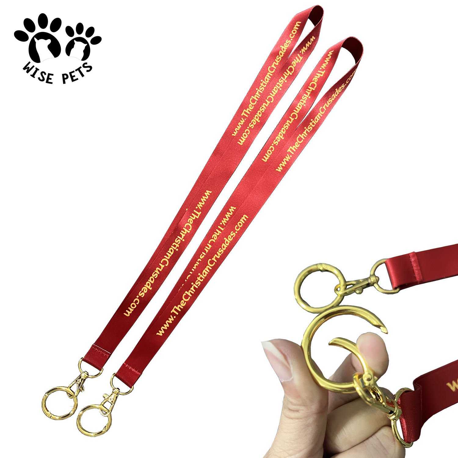 ECO-friendly Material Sublimation Printed Lanyard Polyester Neck Strap Id Card Holder Lanyard with Gold Locking Key Ring