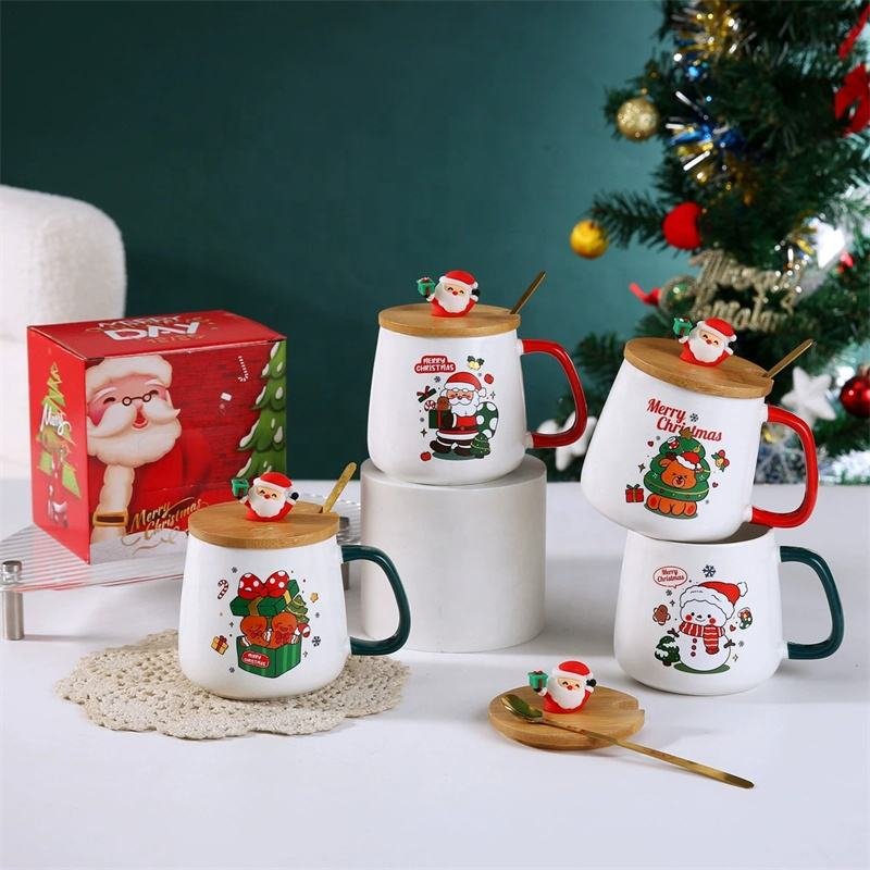 Christmas Ceramic Cup Set New Year Gifts Christmas Santa Office Coffee Cup Children's Fashionable and Cute Christmas Decorations
