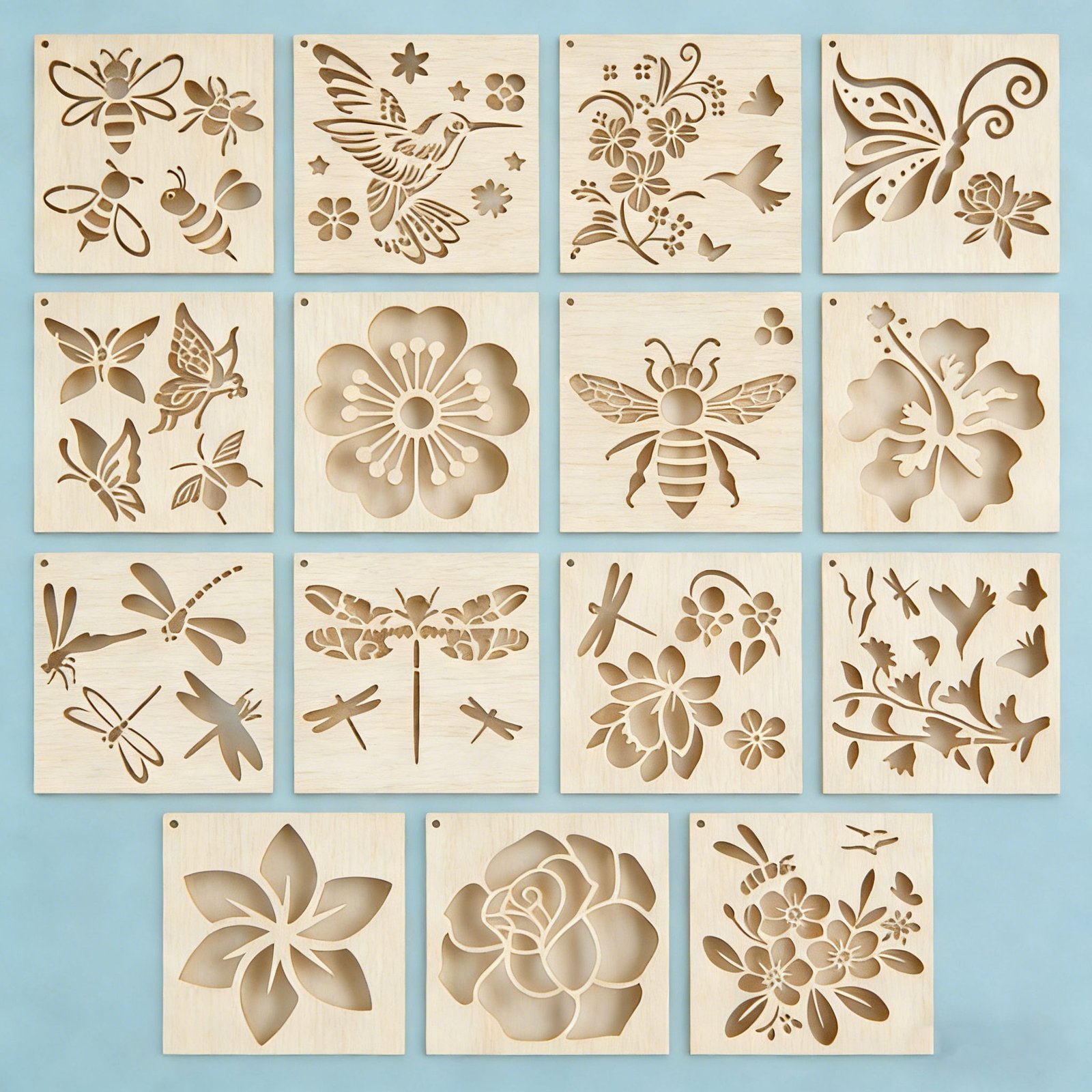 Tailai 6-Inch Wooden Tracing Board & Drawing Stencils for Kids - Bee/Butterfly Art Templates for DIY Crafts School Art Projects