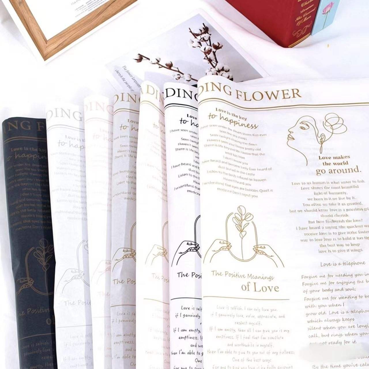 Eco-Friendly Biodegradable Recyclable Antistatic Single-Sided Craft Paper Wrapping PE Floral Design Custom Colors Silver Gray