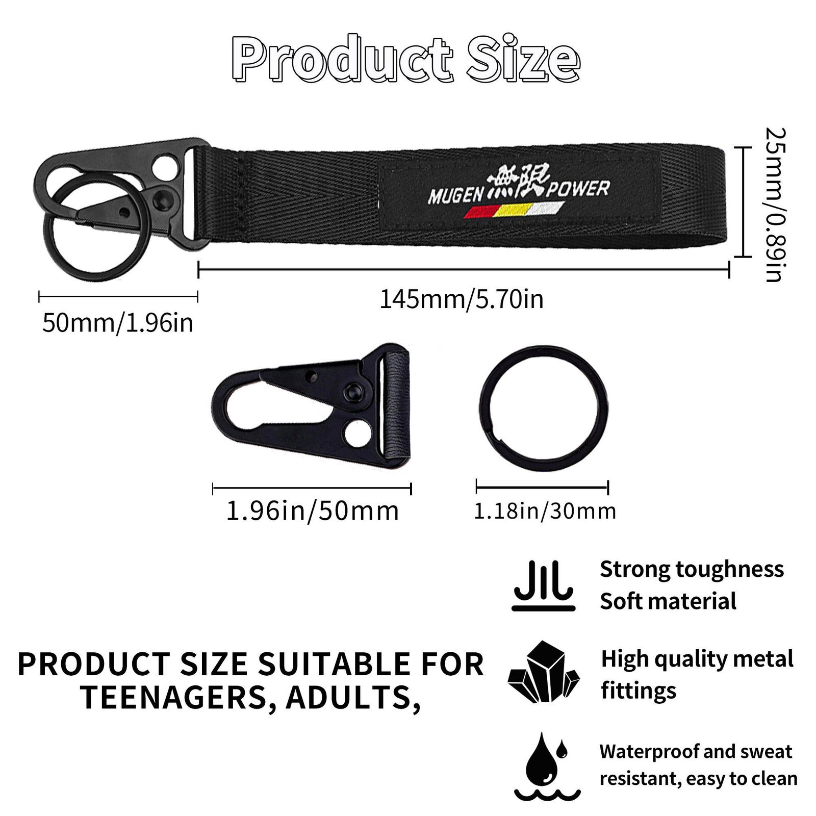 Custom Logo Printed Sublimation Strap Wrist Polyester Keychain Lanyard Short Key Chain Lanyards Motorcycle Keychain Car Keyring