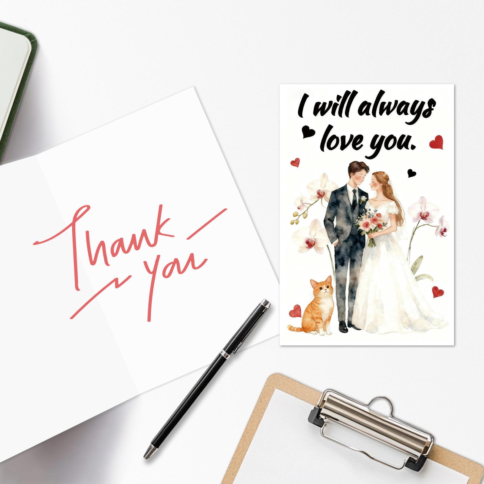 New Style Custom Design Elegant Wedding Invitations with Envelopes Personalized Thank You Card Greeting Card