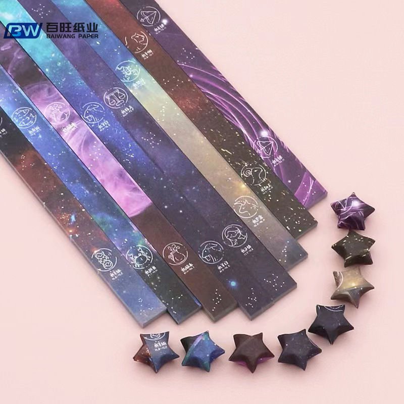 Hot Sale Origami Handmade Tissue Paper Strip Double Sided Color Decoration for Star Assortment for DIY Projects