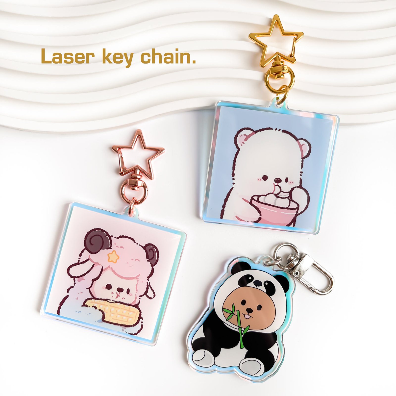 Custom Clear Acrylic Keychain Logo Cartoon Glitter Epoxy Keychain Charm Plastic Key Chain Anime Acrylic Keyring Personalized
