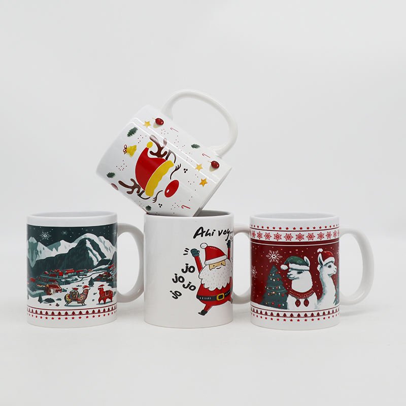 Christmas Ceramic Coffee Mug Holiday Gift Cup festive Santa reindeer tree themed drinkware