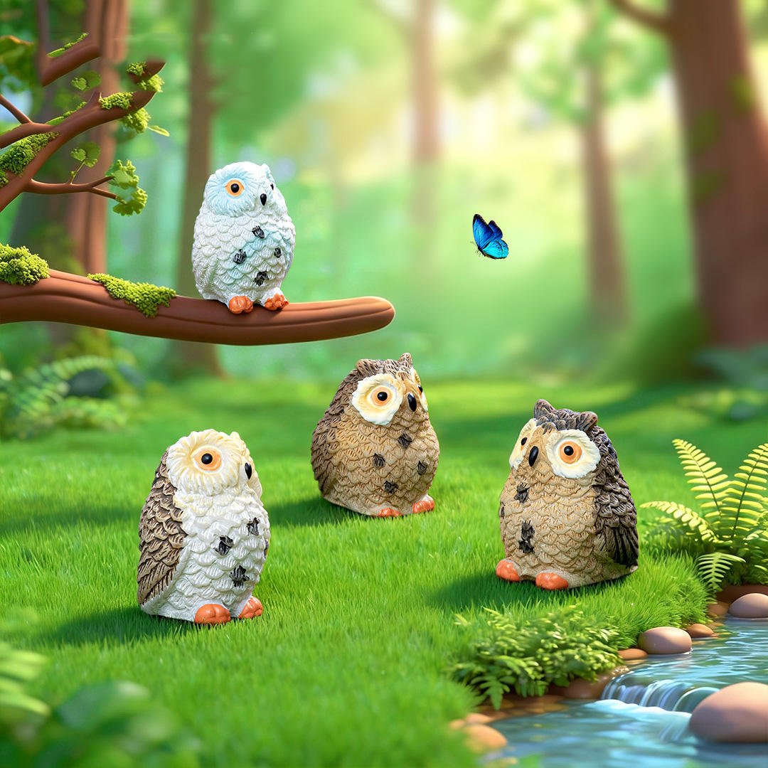 Miniature Owl Decorative Figurines Mini Resin Owls Fairy Garden Moss Landscape Garden Decor Bonsai Crafts Home Decor Ornaments