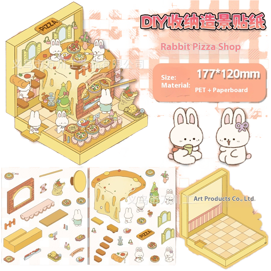 High Color Value Korean Scene DIY Decorative 3D Sticker Little Red Book PVC Cartoon Landscape Decals Little Red Book PVC Sticker