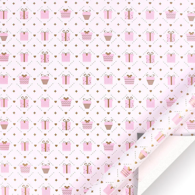 Glossy Coated Virgin Craft Paper Material Pinkish Custom Diy Crafts Gift Packaging Personalised Universal Wrapping Paper