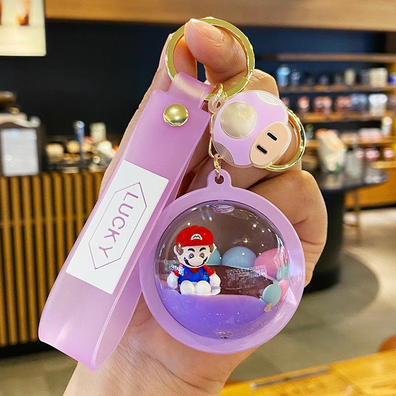 Couple Car Keyring Backpack Pendant Exquisite Liquid Key Chain Plastic Pendant for Book Bag Couple Car Keys Hanging Gifts
