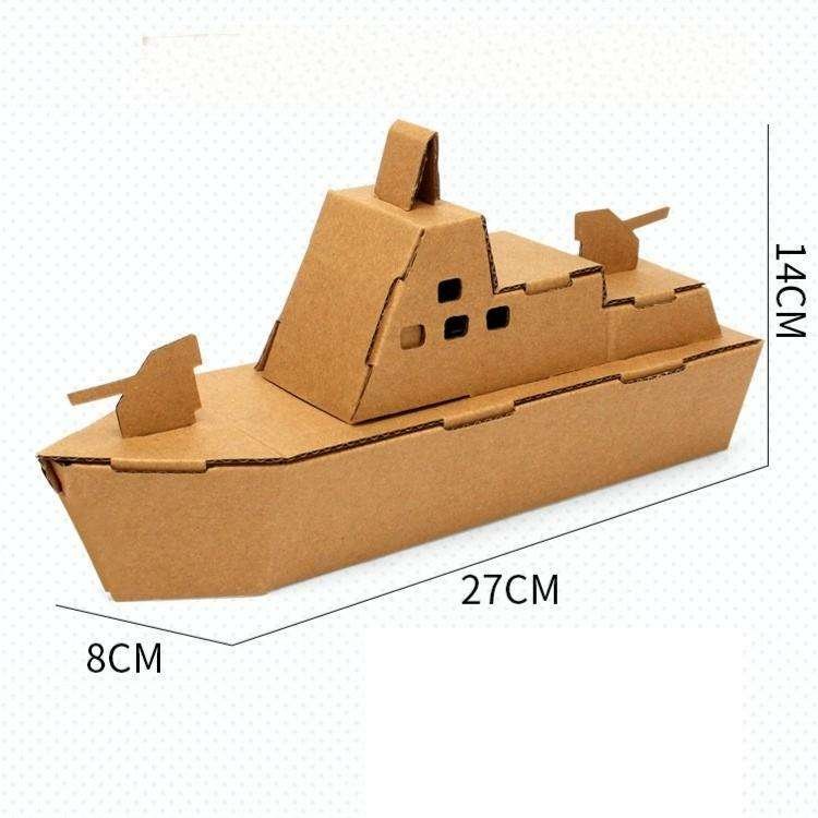 3D Jigsaw Corrugated Paper Craft for Kids Cardboard Assembled Castle Dinosaur Warship Eco-friendly Puzzle Paintable DIY Model