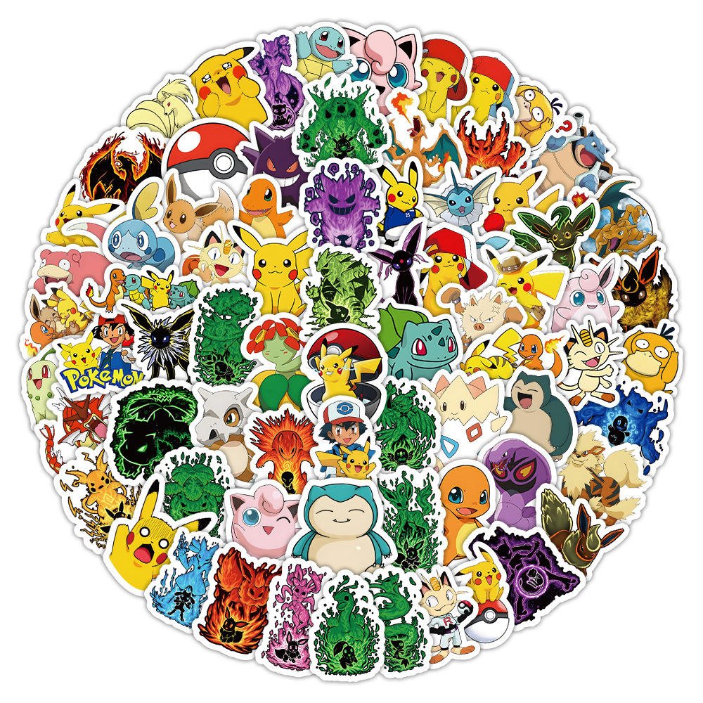 50pcs Boy Pokemo Cartoon Stickers Waterproof Decorative Decals for Teen's Laptop Skateboard Cellphone Luggage Guitar