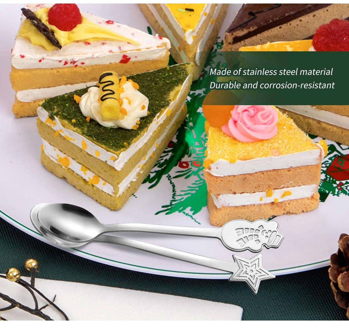 4-Piece Gift Box Christmas Stainless Steel Dessert & Coffee Fork Set Cute Snowman Cartoon Eco-Friendly Tableware